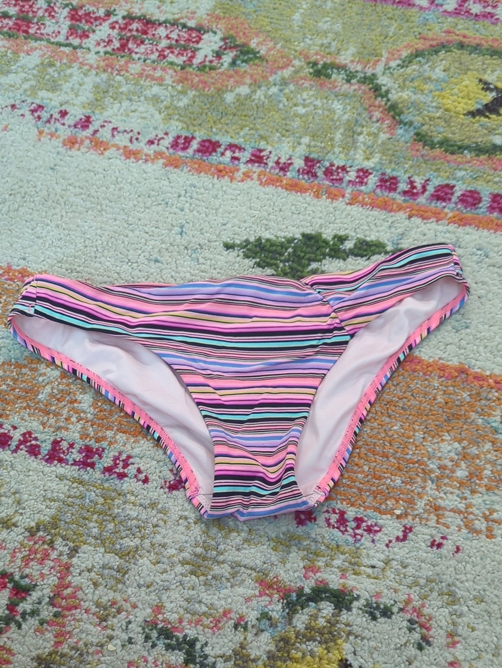 Striped Multicolor Bikini Bottoms - Pink Highlight